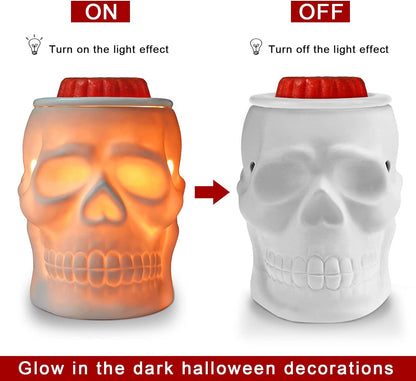 Spooktacular Ceramic Skull Wax Melt Warmer - Electric Scentsy Melter for Magic Candle & Fragrance Cubes