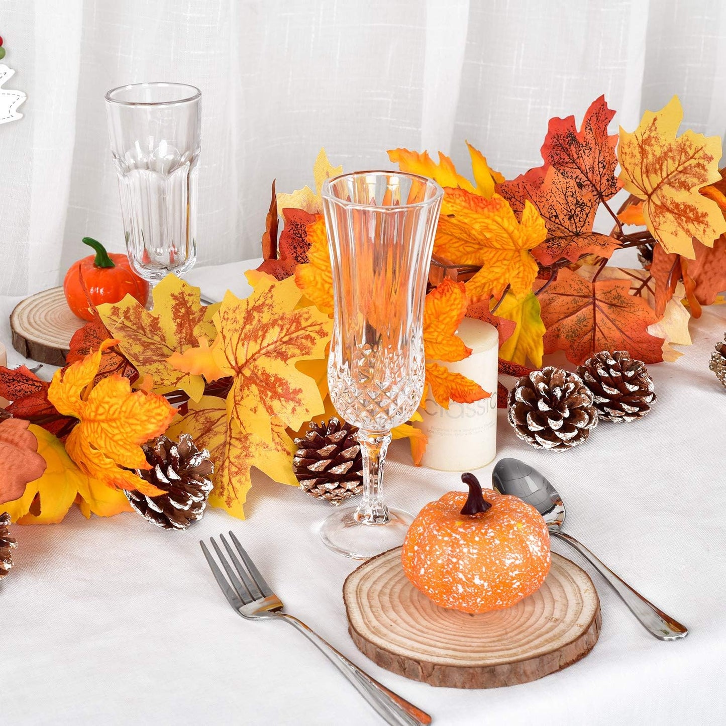 Vibrant 2 Pack Maple Leaves Fall Garland - 5.8Ft Autumn Decor for Home, Weddings, and Thanksgiving Celebrations