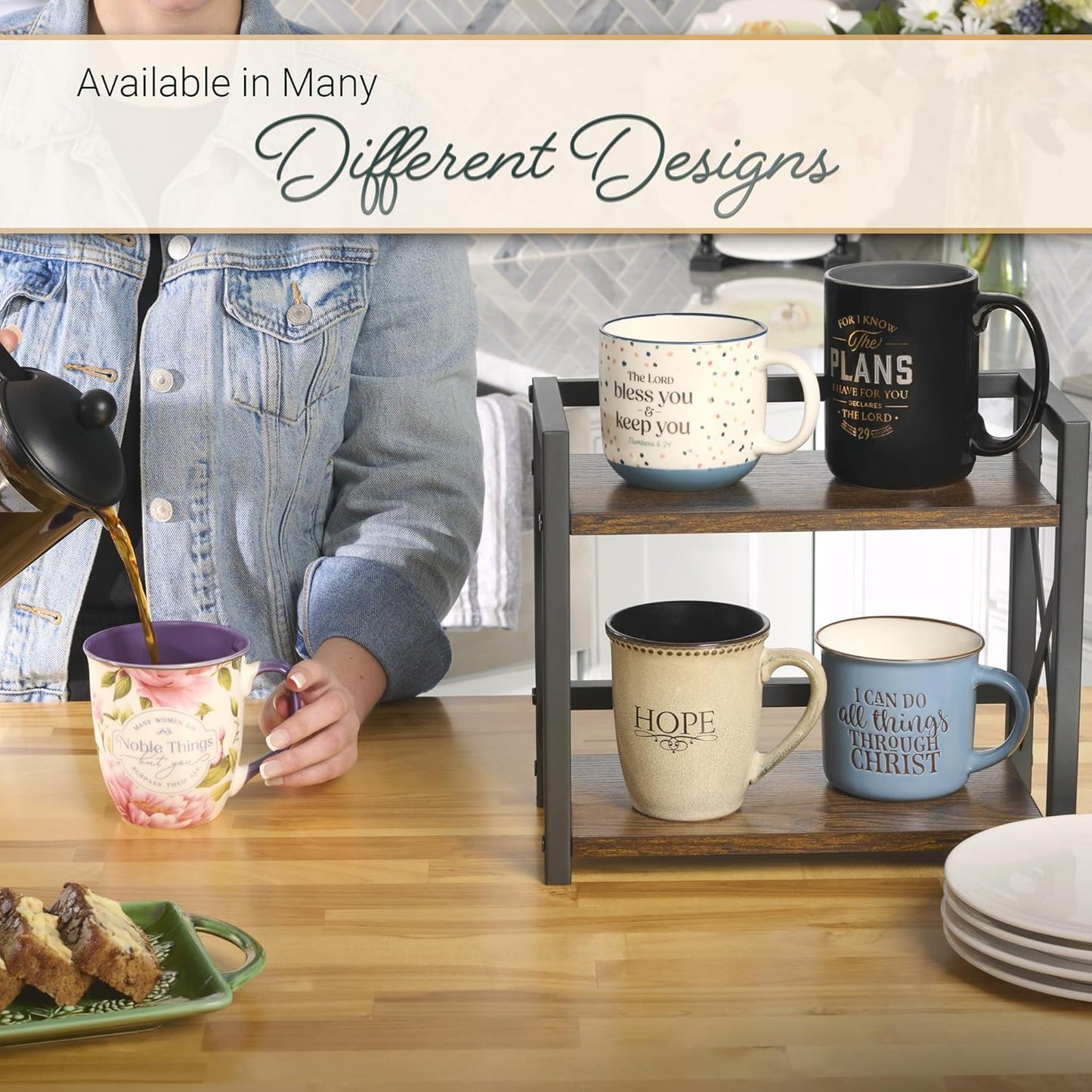 Blue Camp Style Ceramic Coffee Mug – 13 Oz. Microwave and Dishwasher Safe Inspirational Scripture Coffee & Tea Mug with Bible Verse: I Can Do All Things through Christ – Phil. 4:13