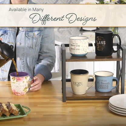 Blue Camp Style Ceramic Coffee Mug – 13 Oz. Microwave and Dishwasher Safe Inspirational Scripture Coffee & Tea Mug with Bible Verse: I Can Do All Things through Christ – Phil. 4:13