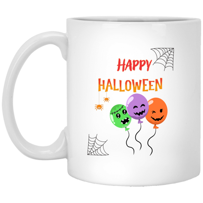 Halloween Mug – 11oz White Ceramic Coffee Cup with Spooky Design | Microwave & Dishwasher Safe | Fall & Halloween Gift