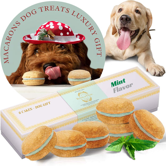 Christmas Dog Treats Mint Cupcakes, Dog Birthday Gift for Medium to Large Breed – Gourmet Macaron Cakes, Healthy & Delicious Human Grade Snacks – 6 Count