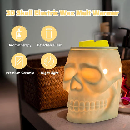 Spooktacular Ceramic Skull Wax Melt Warmer - Electric Scentsy Melter for Magic Candle & Fragrance Cubes