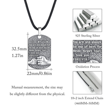 Mens Pendant Necklace 925 Sterling Silver Father'S Love to Son Pendant Necklaces Birthday Xmas Gift Jewelry for Man Dad