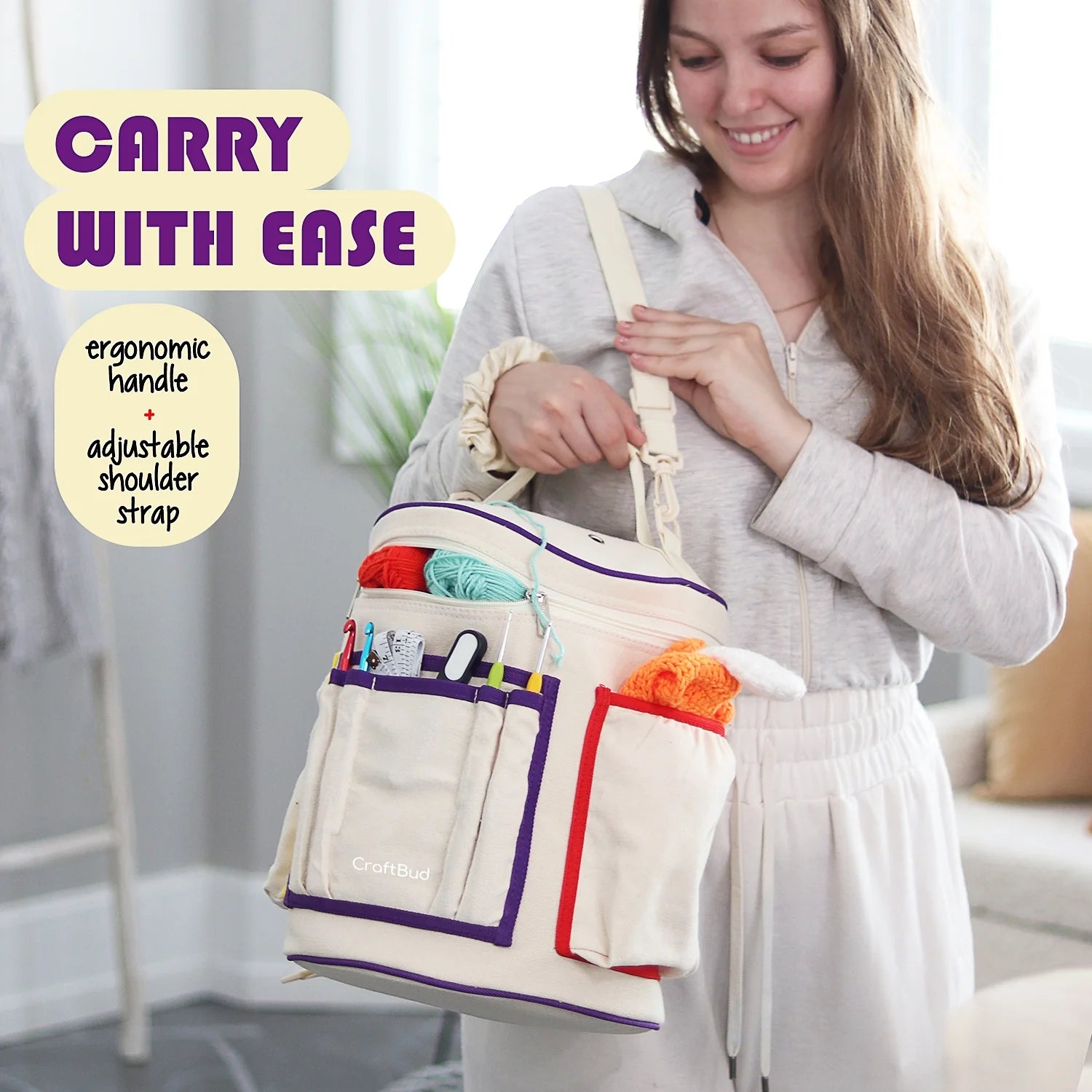 Crochet Kit for Beginners, Crochet Set with Cotton Yarn for Crochet with Crochet Bag