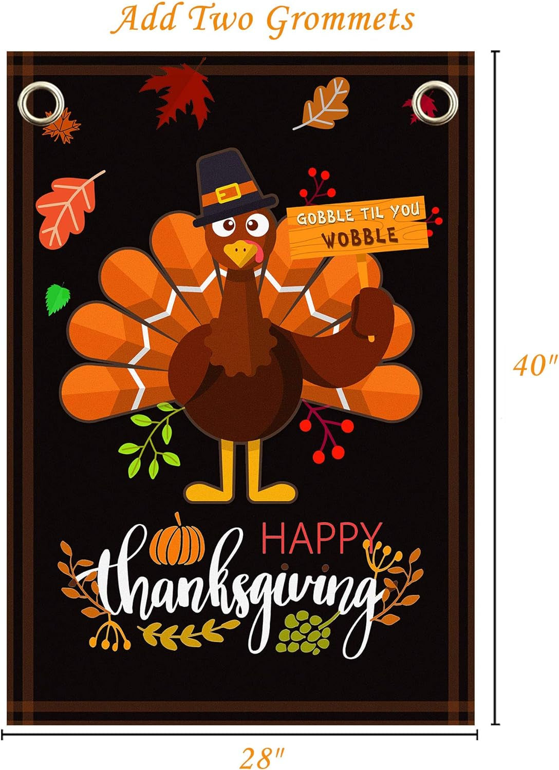 Vibrant Thanksgiving Garden Flag - Double-Sided Turkey Decor for Fall Celebrations - 28 x 40 inches