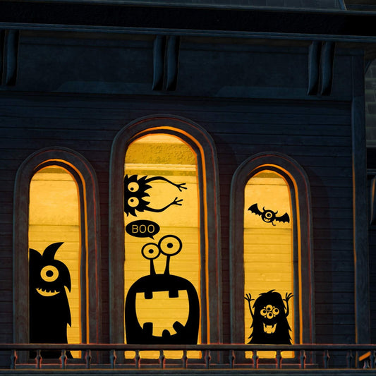 Giant 10PCS Cute Wiggly Monster Halloween Window Clings – Fun and Festive Decorations!