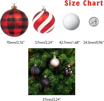 Ornaments, Shatterproof Christmas Tree Ornament Set, Christmas Balls Decoration 50 Count (2.24"/57Mm, Black Grey)
