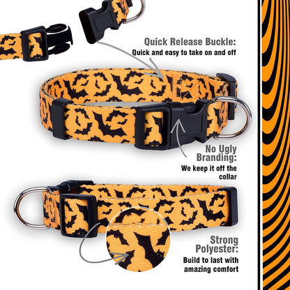Spooktacular Large Halloween Dog Collar - Fun Bats Design!