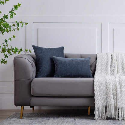 Set of 2 Blue Grey 18x18 Inch Rustic Farmhouse Decorative Pillow Covers - Perfect for Sofa and Couch Decoration