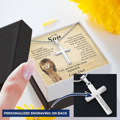 To My Son | Never Forget That I Love You - Personalized Cross Necklace