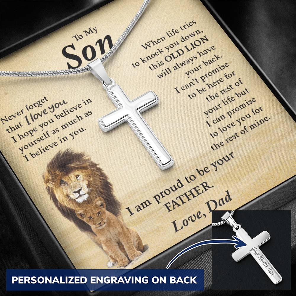 To My Son | Never Forget That I Love You - Personalized Cross Necklace