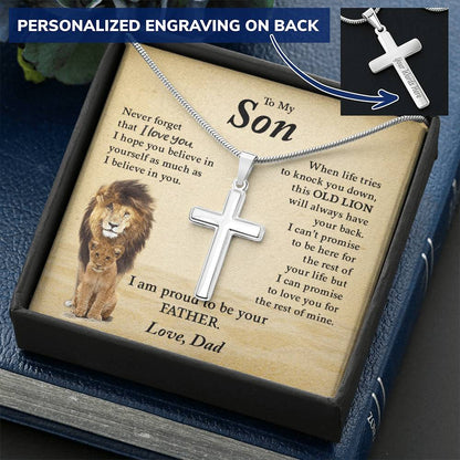 To My Son | Never Forget That I Love You - Personalized Cross Necklace