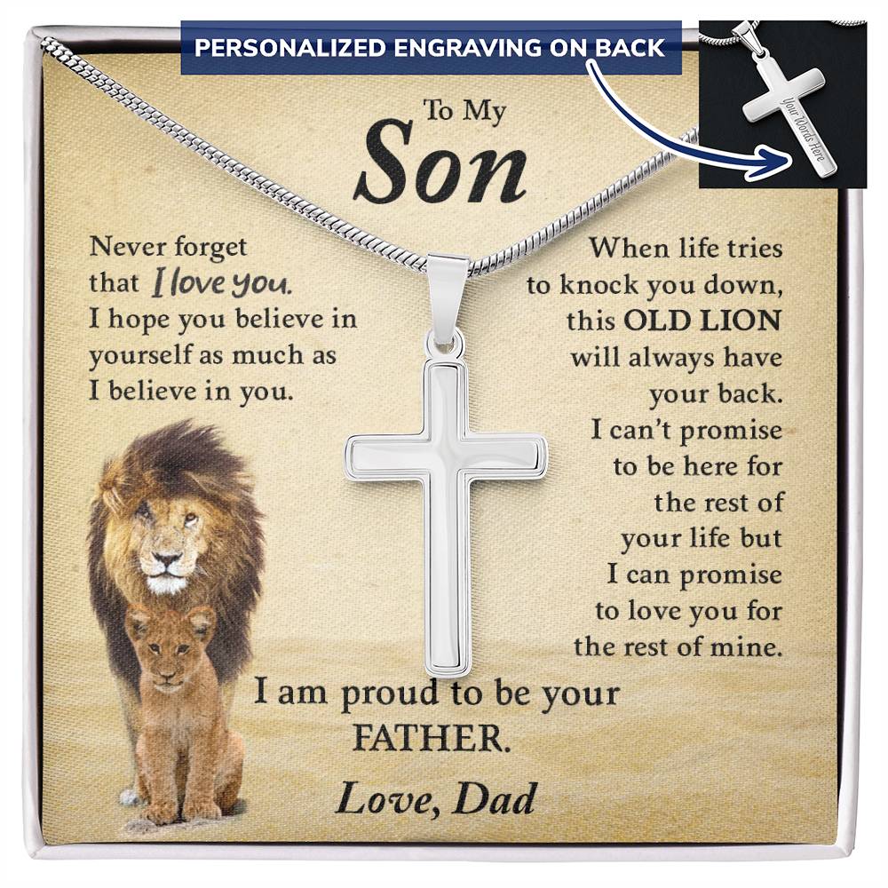 To My Son | Never Forget That I Love You - Personalized Cross Necklace