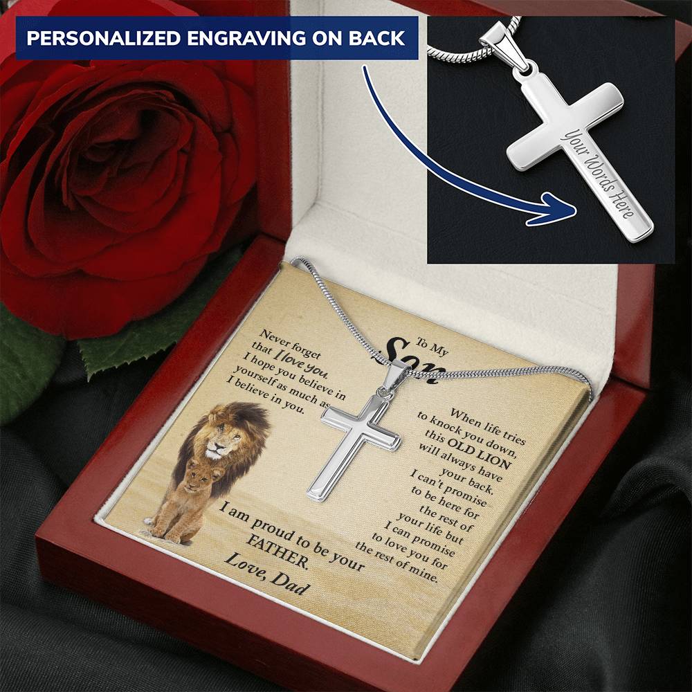 To My Son | Never Forget That I Love You - Personalized Cross Necklace