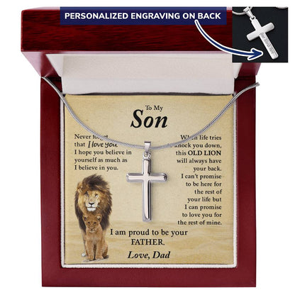 To My Son | Never Forget That I Love You - Personalized Cross Necklace