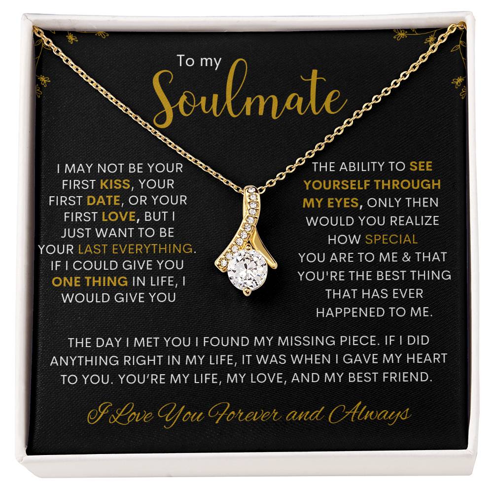 Alluring Beauty Necklace – 14k White or 18k Gold Finish Ribbon Pendant with Cubic Zirconia | Gift for Her, Anniversary, Birthday