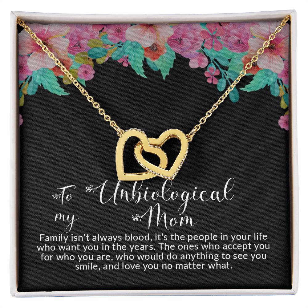 To My Unbiological Mom | I Love You No Matter What - Interlocking Hearts necklace