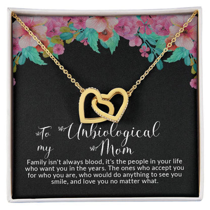 To My Unbiological Mom | I Love You No Matter What - Interlocking Hearts necklace