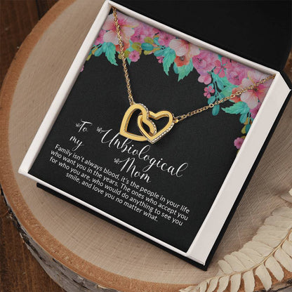 To My Unbiological Mom | I Love You No Matter What - Interlocking Hearts necklace