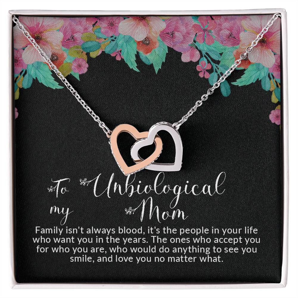 To My Unbiological Mom | I Love You No Matter What - Interlocking Hearts necklace