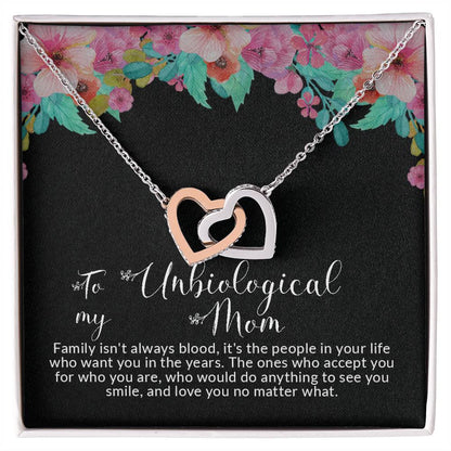 To My Unbiological Mom | I Love You No Matter What - Interlocking Hearts necklace
