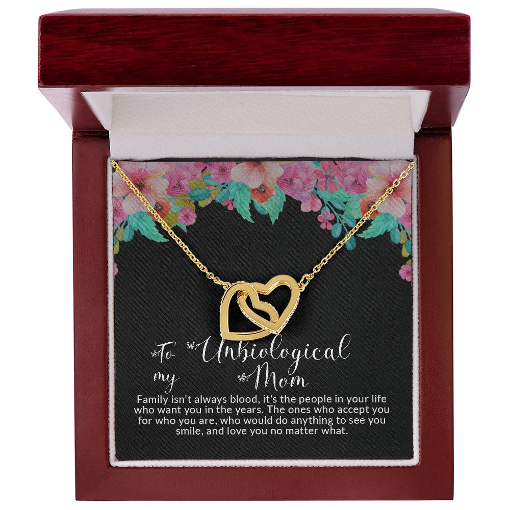 To My Unbiological Mom | I Love You No Matter What - Interlocking Hearts necklace