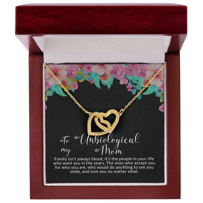 To My Unbiological Mom | I Love You No Matter What - Interlocking Hearts necklace