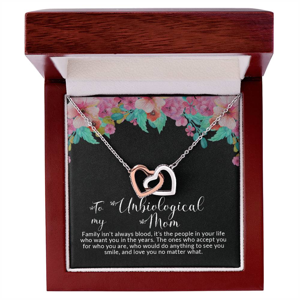 To My Unbiological Mom | I Love You No Matter What - Interlocking Hearts necklace