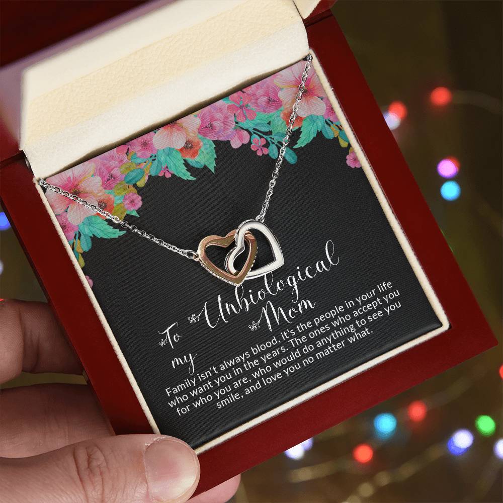 To My Unbiological Mom | I Love You No Matter What - Interlocking Hearts necklace