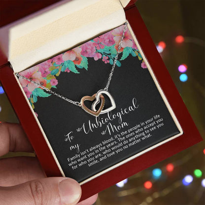 To My Unbiological Mom | I Love You No Matter What - Interlocking Hearts necklace