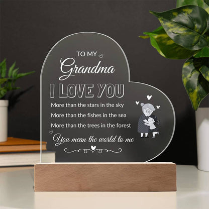 For Grandma | Printed Heart Acrylic Plaque