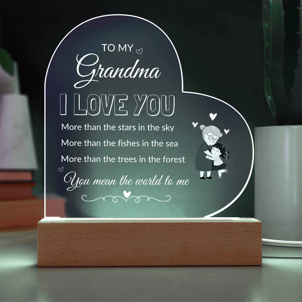 For Grandma | Printed Heart Acrylic Plaque