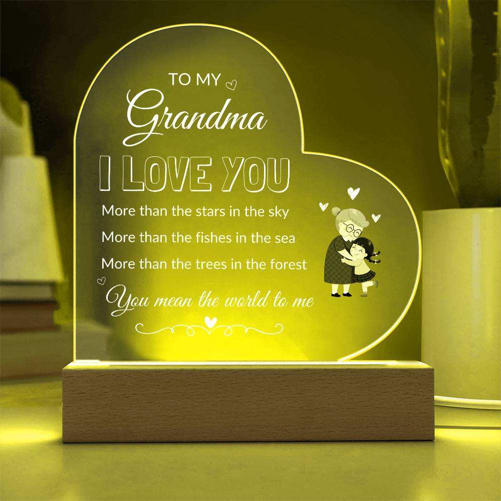 For Grandma | Printed Heart Acrylic Plaque