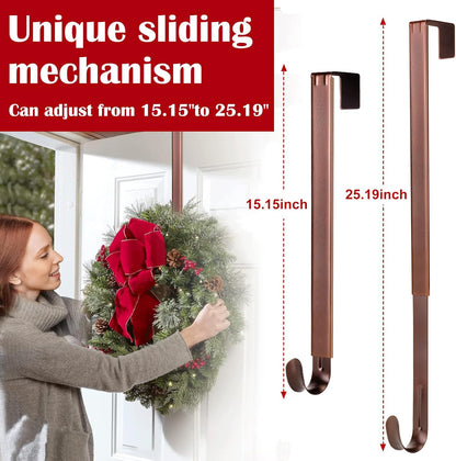 Adjustable Metal Wreath Door Hanger - Perfect for Easter Decor, Welcome Signs & Front Porch Style (15-25 Inches)