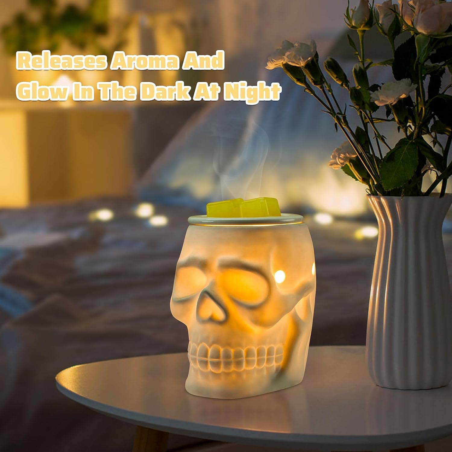 Spooktacular Ceramic Skull Wax Melt Warmer - Electric Scentsy Melter for Magic Candle & Fragrance Cubes