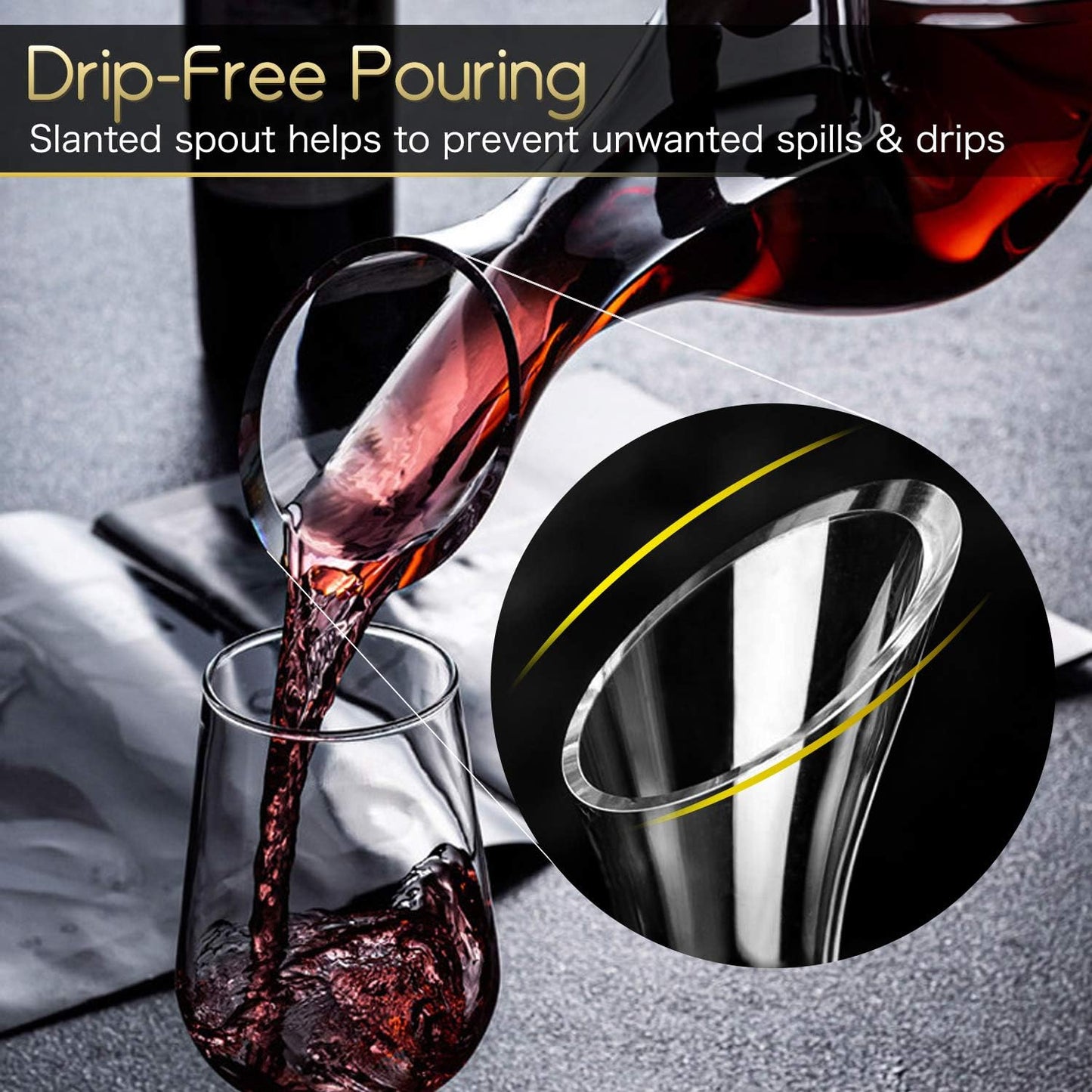 Hand Blown Crystal Wine Decanter - Classic Pierced Design, Luxury Wine Carafe