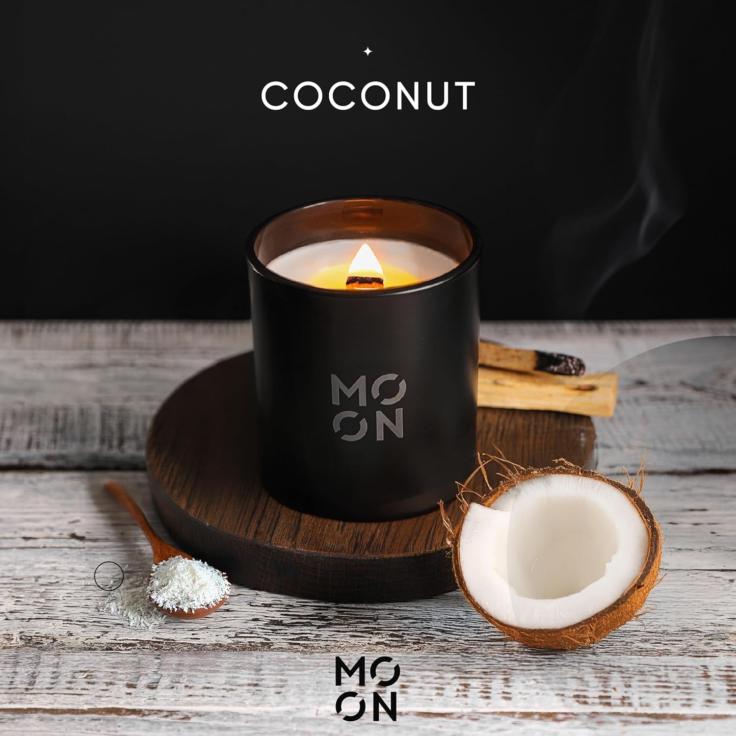 Coconut Scented Candle | Wood Wick | Clean Non Toxic | Luxury Candle | 8 Oz | 30 Hour Burn Time