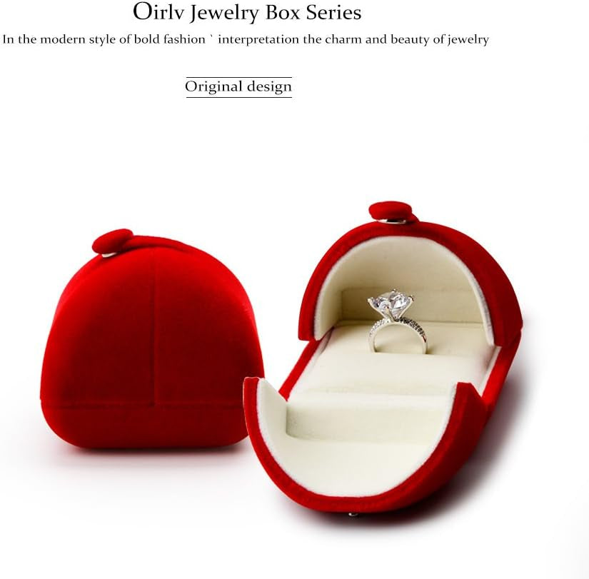 Red Velvet Ring Box for Proposal/Engagement/Wedding Premium Jewelry Gift Box