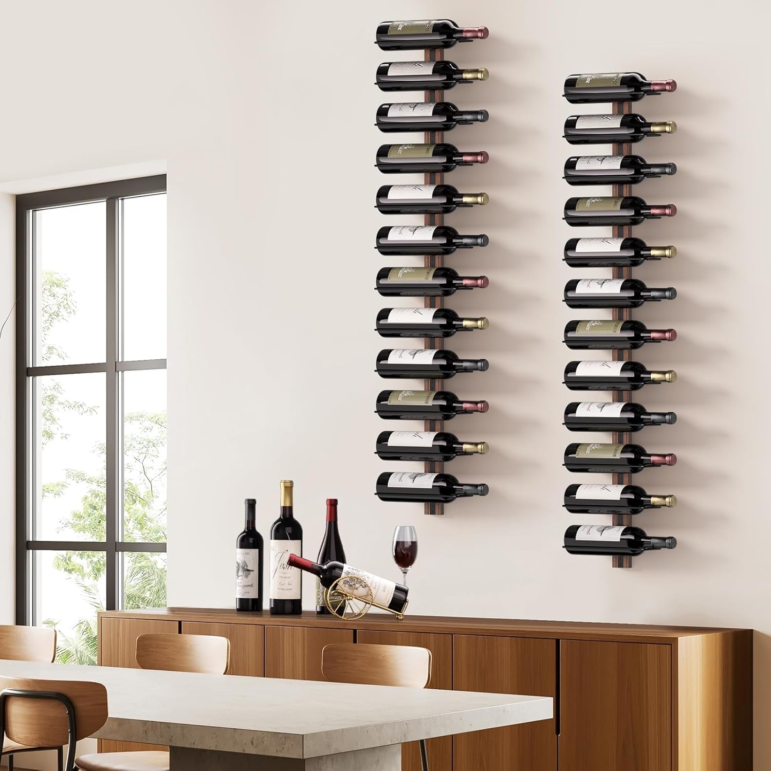 Wine Rack Wall Mounted for 24 Wine Bottles, Wood Wine Racks for Wall, Wine Holde
