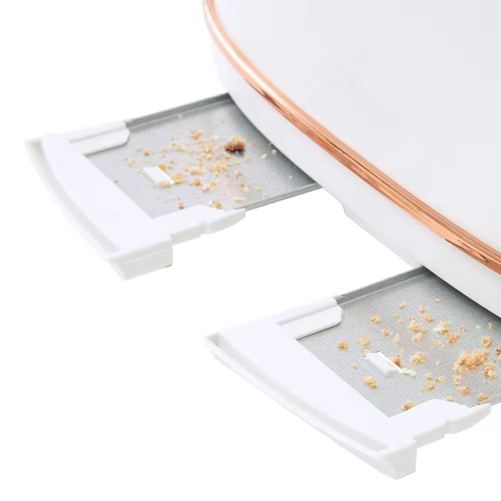 Heritage 1500-Watt 4-Slice Ivory and Copper Wide Slot Retro Toaster with Removable Crumb Tray and Browning Control