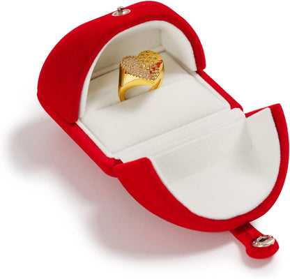 Red Velvet Ring Box for Proposal/Engagement/Wedding Premium Jewelry Gift Box