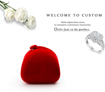 Red Velvet Ring Box for Proposal/Engagement/Wedding Premium Jewelry Gift Box