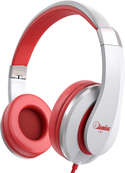 I41 Kids Headphones, on Ear Headphones with 3.5Mm Jack for Kids Children Girls Boys Teens, Foldable, Adjustable, Red