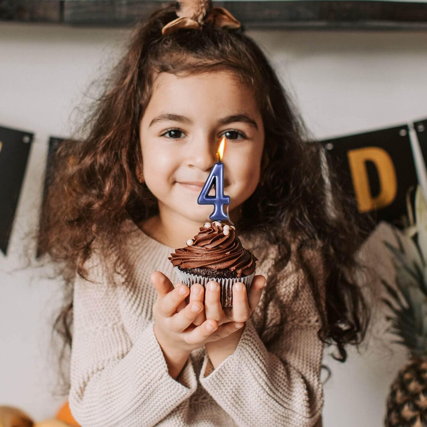 10-Piece Number Candles - Glitter Cake Toppers, Wedding & Birthday Cake Candles, Blue & Number 0-9