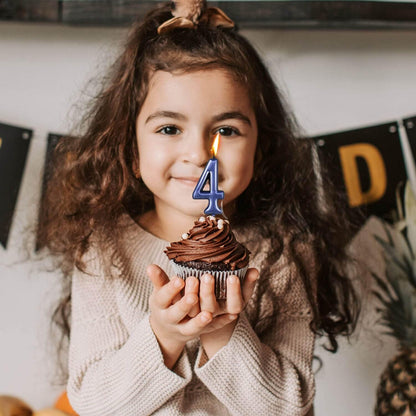 10-Piece Number Candles - Glitter Cake Toppers, Wedding & Birthday Cake Candles, Blue & Number 0-9