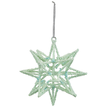 Starburst 3-D Glittered Christmas Ornament - 6.75" - Seafoam Green