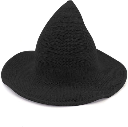 Stylish Black Knitted Wool Witch Hat for Halloween Parties and Everyday Cosplay