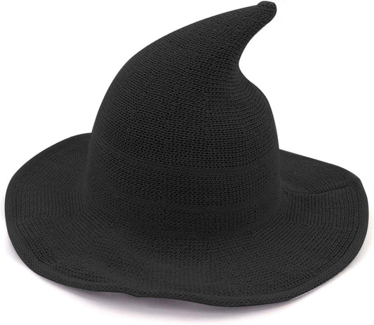 Stylish Black Knitted Wool Witch Hat for Halloween Parties and Everyday Cosplay