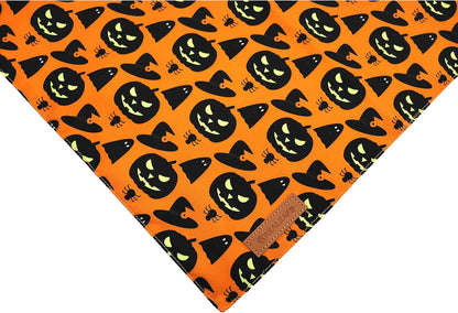 Spooktacular Halloween Dog Bandanas - 2 Pack of Reversible Pumpkin & Spider Web Bibs for Large Pets, Premium Durable Fabric, Adjustable Fit